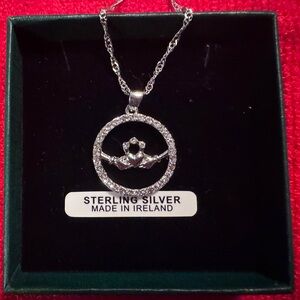 Glencara Sterling Silver  Claddagh Pendant Necklace-NWOT